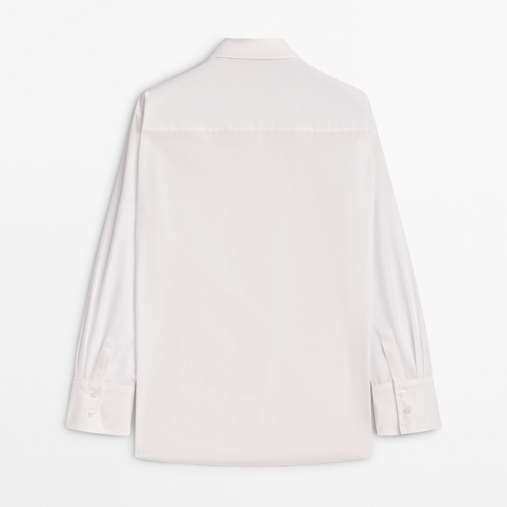 NWT. Massimo Dutti White Poplin Shirt with Side Seam Details. Size S. - Picture 8 of 11